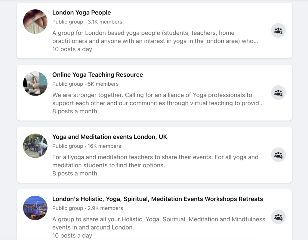 facebook groups yoga teacher